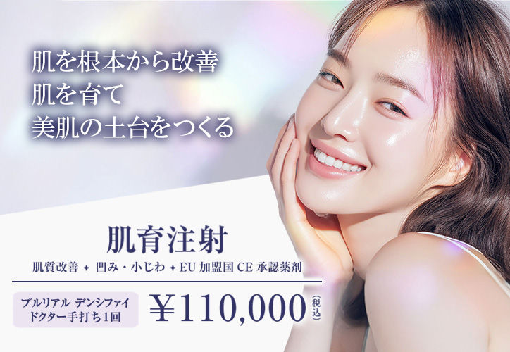 肌育注射/肌質改善・凹み、小じわ・EU加盟国CE承認薬剤/プルリアルデンシファイ ドクター手打ち1回 110,000円(税込)
